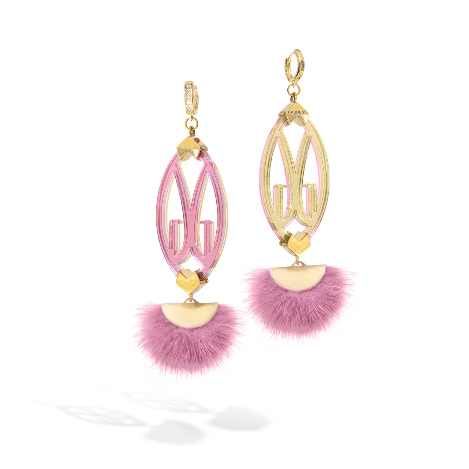 gaudess earrings pom pom champange