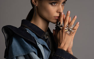 GAUDESS Noir Fleur & Starburst Ring - Harper’s Bazaar Feature