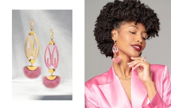 model deshlee with gaudess Margot earrings